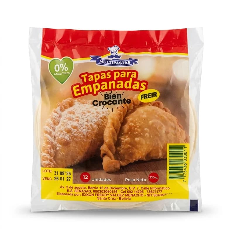 Tapas para empanadas para freír crocante x12 cm