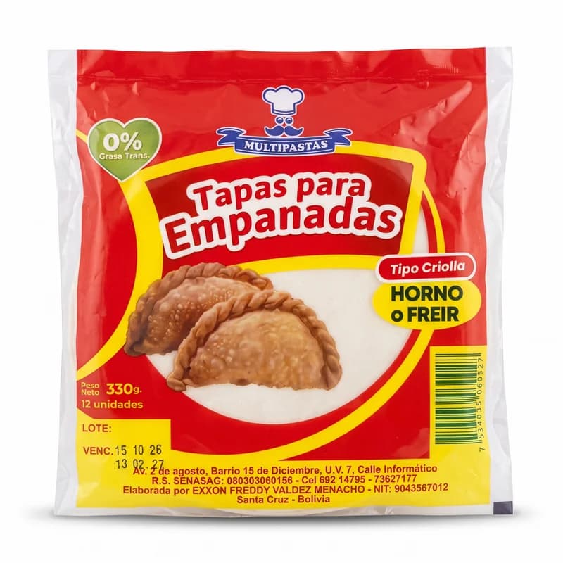 Tapas para empanadas horno-freír x12 cm