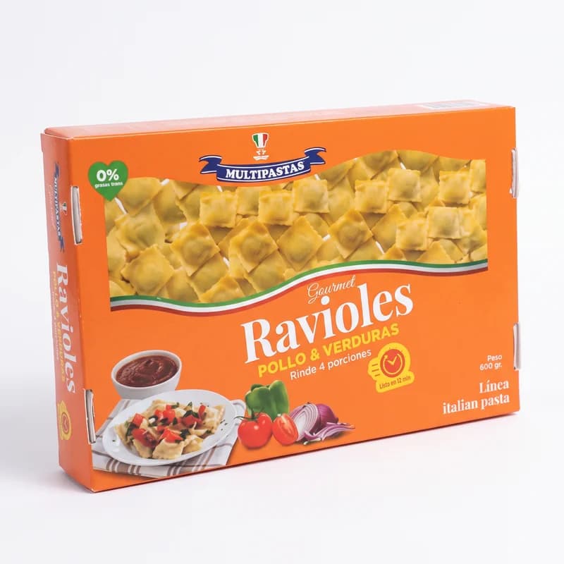 Raviol de pollo con verdura